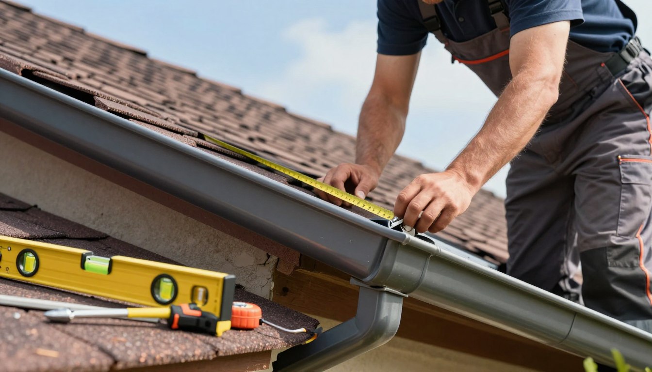 Dachrinnenmontage mit korrektes Gefälle