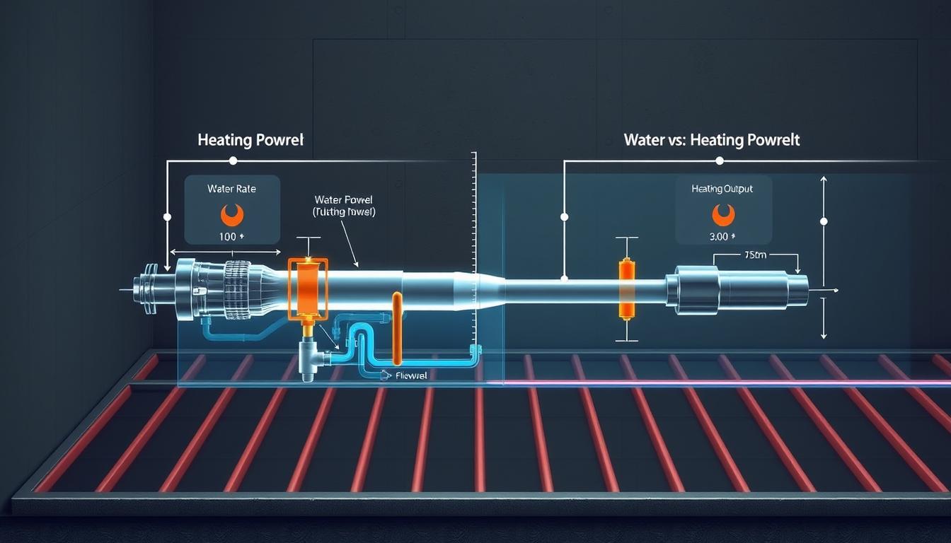 Durchflussmenge und Heizleistung